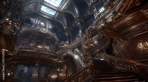 Grand Ornate Staircase in a Luxurious Mansion