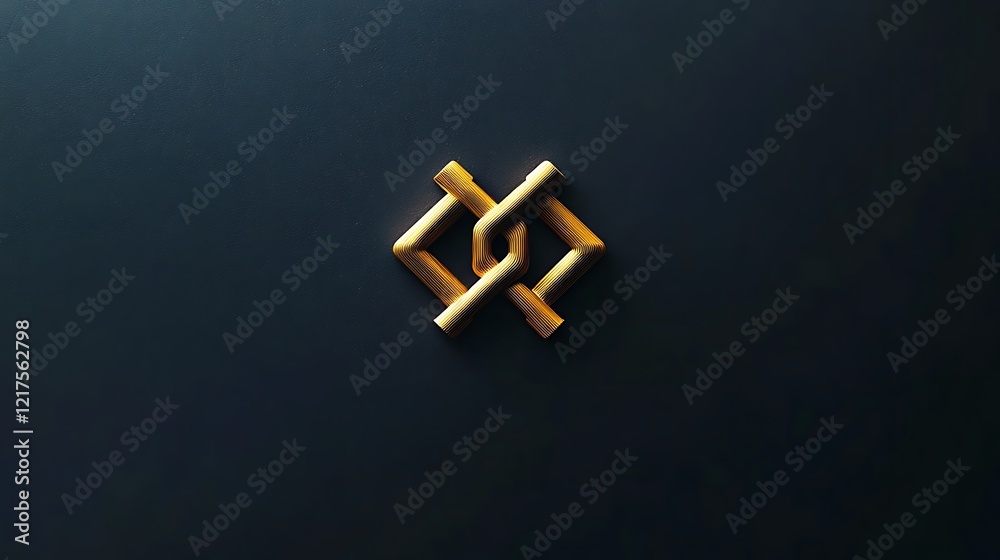 Obraz premium Golden Intertwined Geometric Shapes on Dark Background