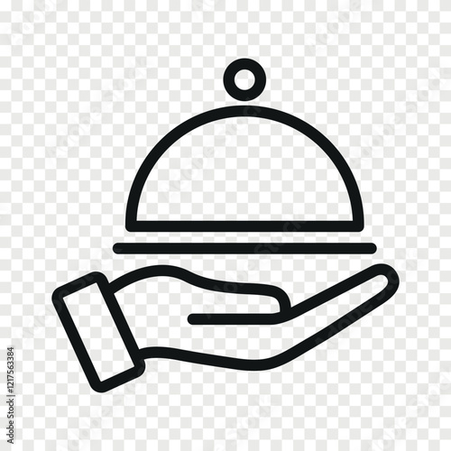 Serving food line icon, dinner and hotel services