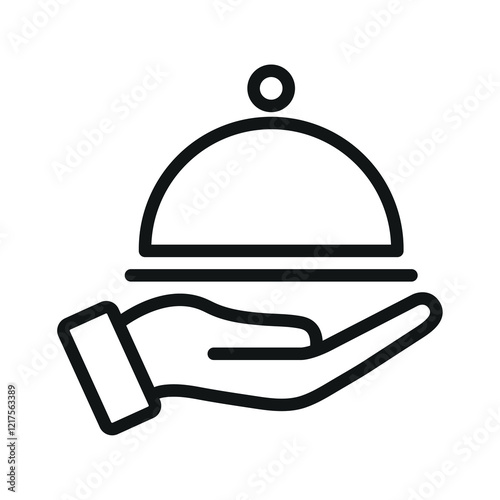 Serving food line icon, dinner and hotel services