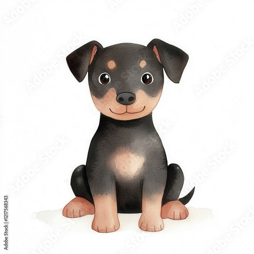 Cute Puppy Watercolour Illustration photo