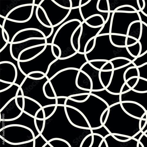 Vector seamless pattern. Modern stylish texture with natural linear elements. Repeating abstract background. Monochrome cross smooth elements. Contemporary graphic design.