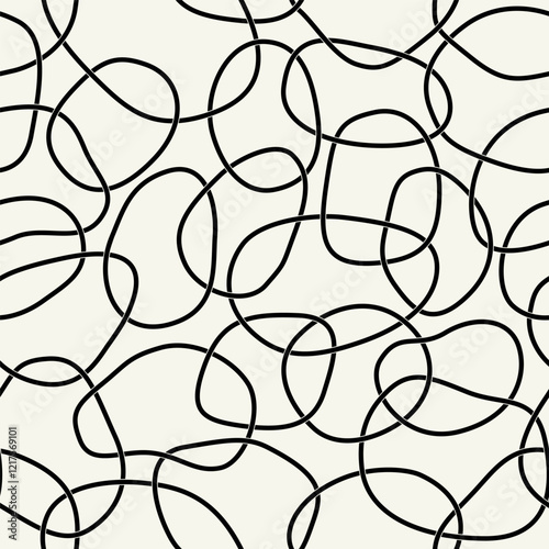 Vector seamless pattern. Modern stylish texture with natural linear elements. Repeating abstract background. Monochrome cross smooth elements. Contemporary graphic design.