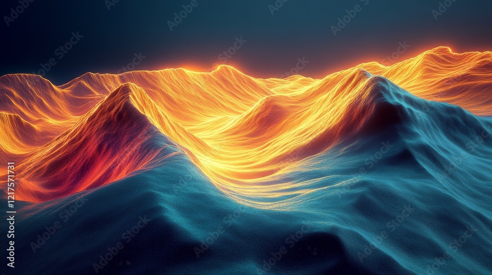 Obraz premium A mountain range with a blue and orange color scheme
