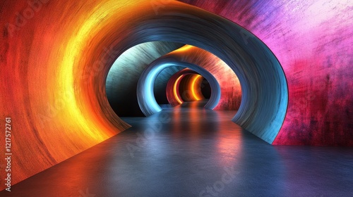 A colorful tunnel with a rainbow of colors photo