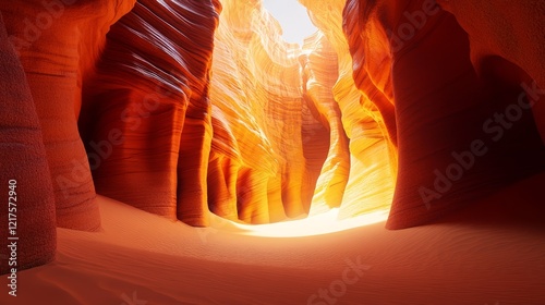 A large canyon with a bright sun shining through the rocks