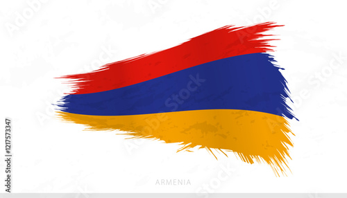 Armenia National Flag with Textured Brush Strokes.