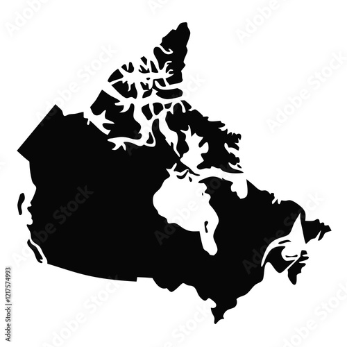 black and white map of Canada.