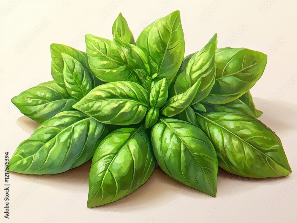 Fototapeta premium A vibrant bunch of fresh basil leaves arranged artistically.