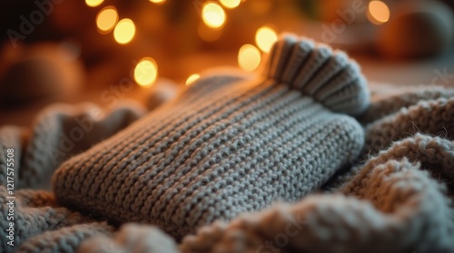 cozy hot water bottle wrapped in a soft knitted cover