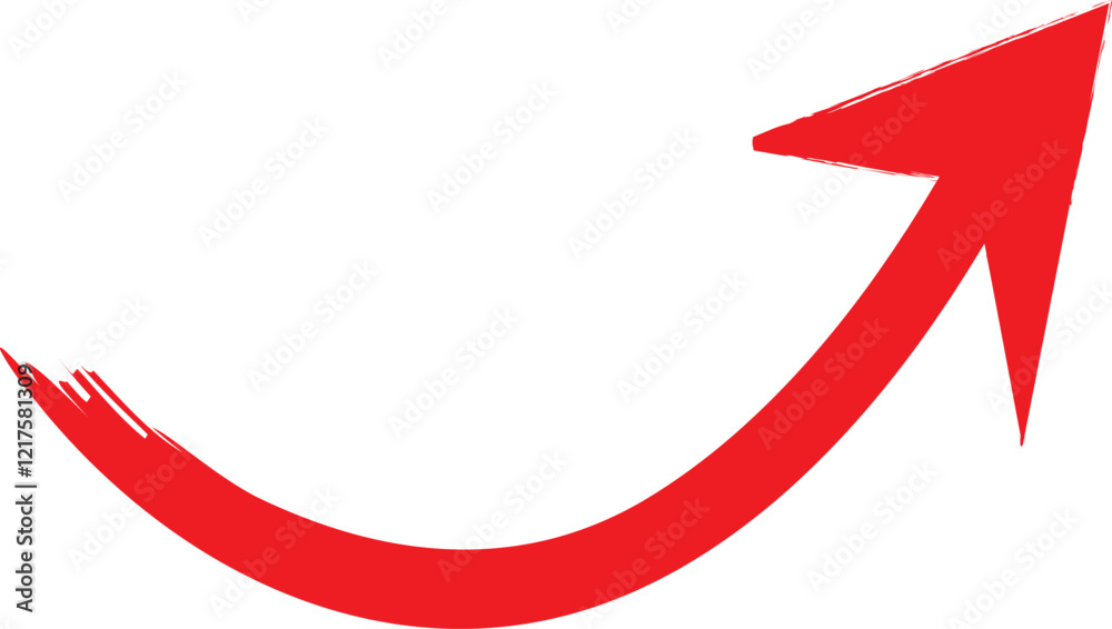 red arrow up line hand drawn