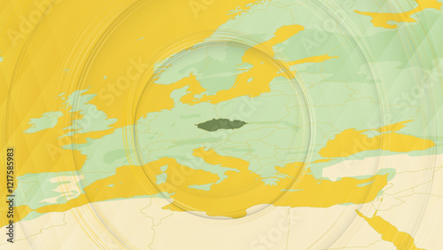 Abstract Map of Czech Republic and Surrounding Regions with Circular Patterns.