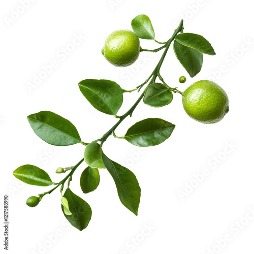 Wallpaper Mural Fresh green limes on a branch with vibrant leaves against a clean transparent background, Branch of delicious limes on transparent background cutouts Torontodigital.ca