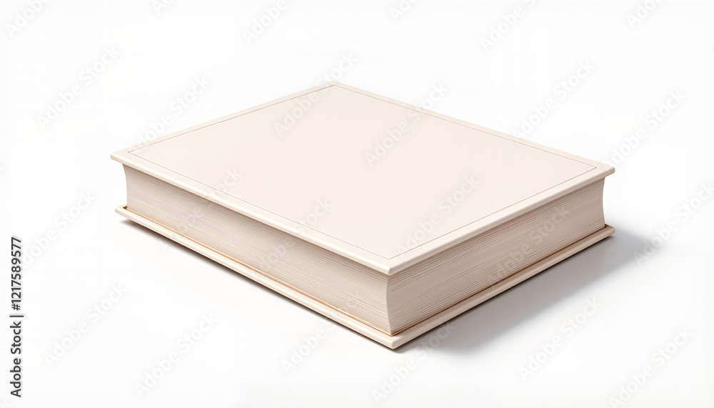 Isolated book mockup with blank cover on white background, minimalist design