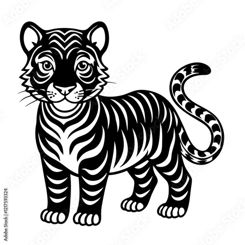 tiger vector cartoon silhouette illustration