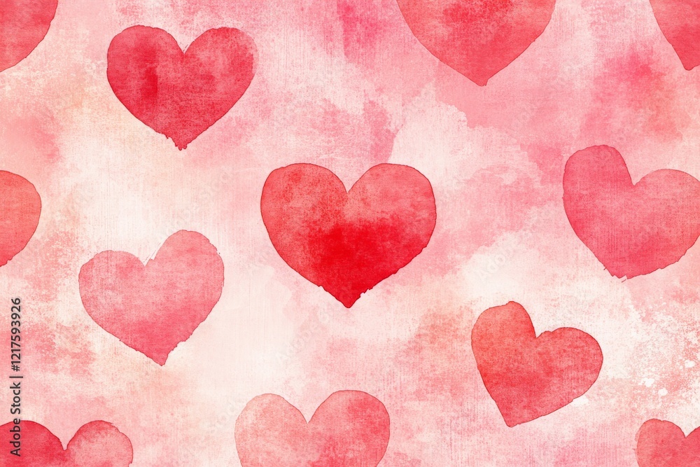 Fototapeta premium Colorful heart patterns create a romantic atmosphere for celebrations and events in soft watercolor style