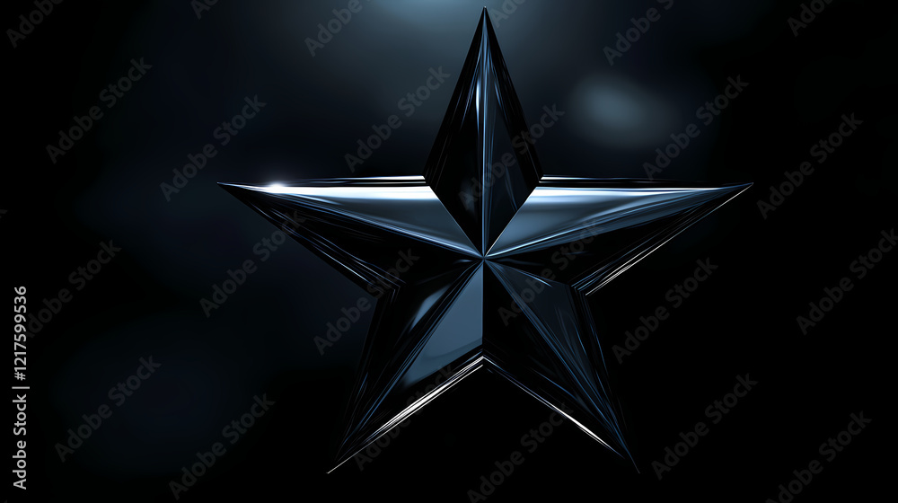 Glossy black star on dark background. Midnight Plains. Illustration Glossy black star on dark background. Midnight Plains. Illustration