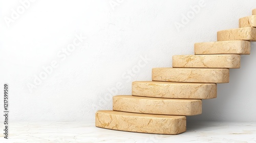 Abstract Beige Stone Staircase Ascending Toward Success photo