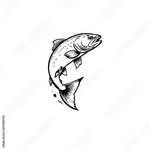 Rainbow Trout Vector Logo Design