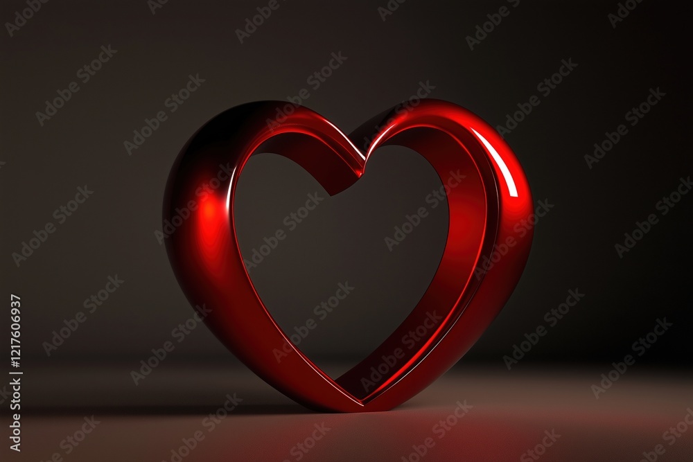 3D Red Heart-Shaped Object Centered Against Dark Background: Simple and Elegant Design 3D Red Heart-Shaped Object Centered Against Dark Background: Simple and Elegant Design