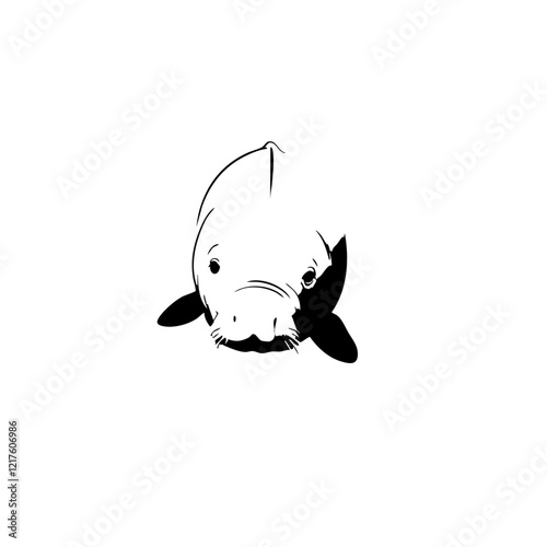 Beluga Whale Vector Logo Design