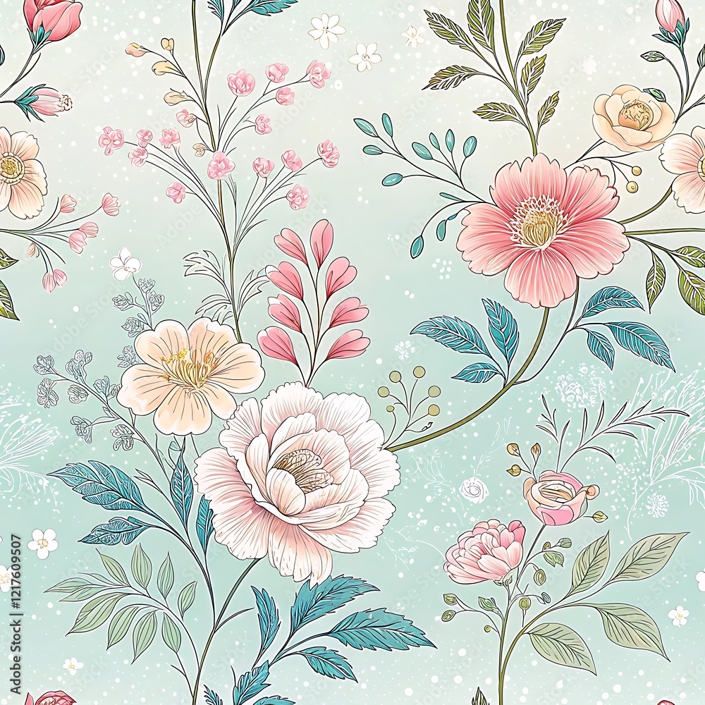 custom made wallpaper toronto digitalRomantic Floral Arrangement for Spring-Themed Backgrounds. This seamless floral wallpaper features a vibrant pastel color palette