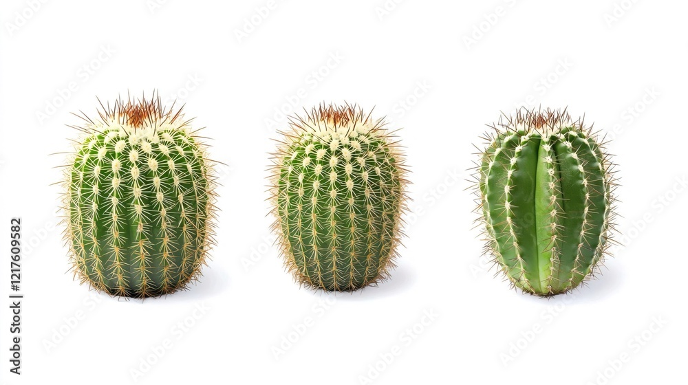 Fototapeta premium Vibrant Cacti Display Featuring Different Shapes and Textures