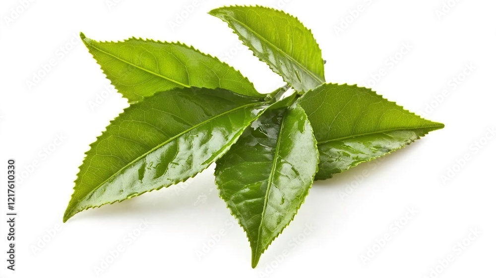 Fresh Green Leaves Isolated on White Background for Nature Themes Fresh Green Leaves Isolated on White Background for Nature Themes