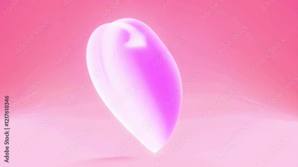 Glowing pink heart rotating in soft light. concept of love, romance, valentine's day, heartbeat connection Glowing pink heart rotating in soft light. concept of love, romance, valentine's day, heartbeat connection