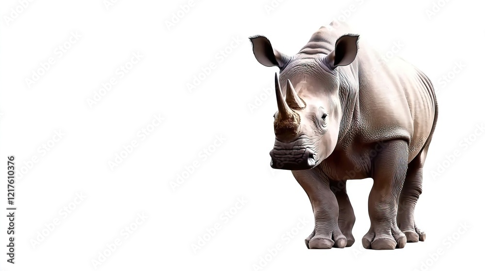 Fototapeta premium Realistic depiction of a rhinoceros against a white background