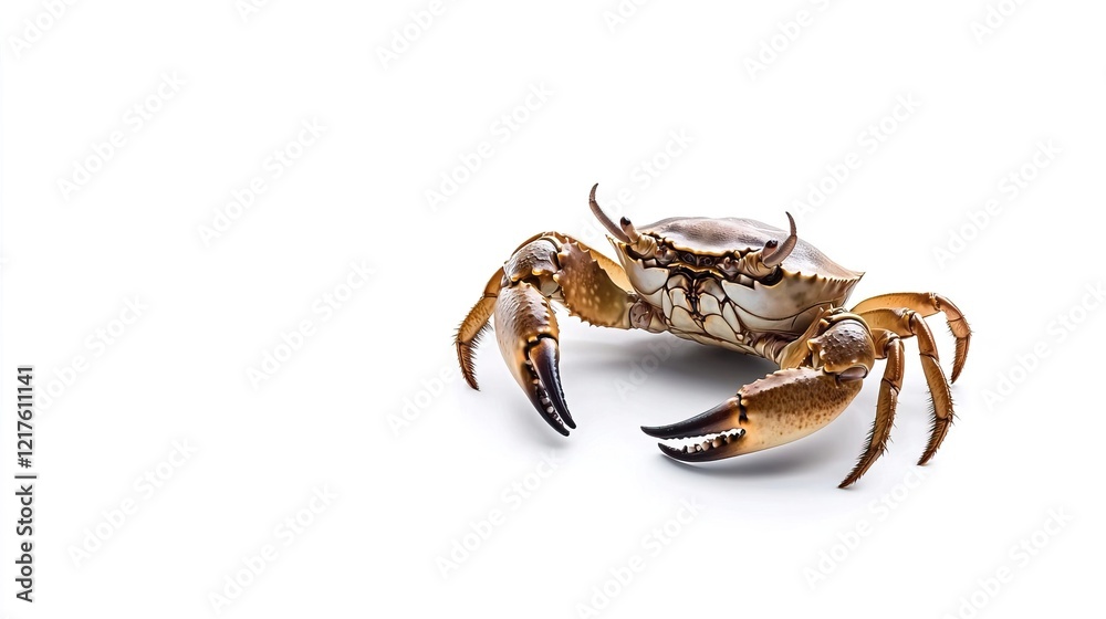Detailed Close-Up of a Brown Crab on a Bright White Background Detailed Close-Up of a Brown Crab on a Bright White Background