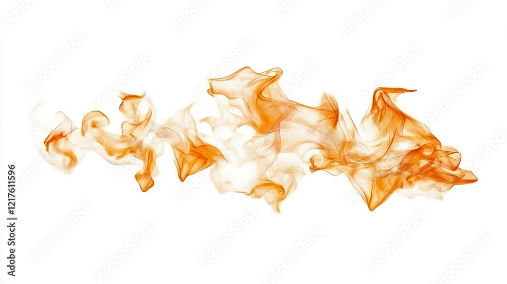 Fototapeta premium Abstract Flowing Orange Smoke on a White Background for Design
