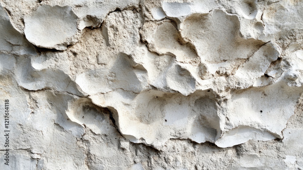 Textured wall surface with uneven plaster and cracks suitable for backgrounds and design Copy Space