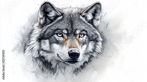 Wallpaper Mural Gray wolf portrait, artistic rendering. Torontodigital.ca