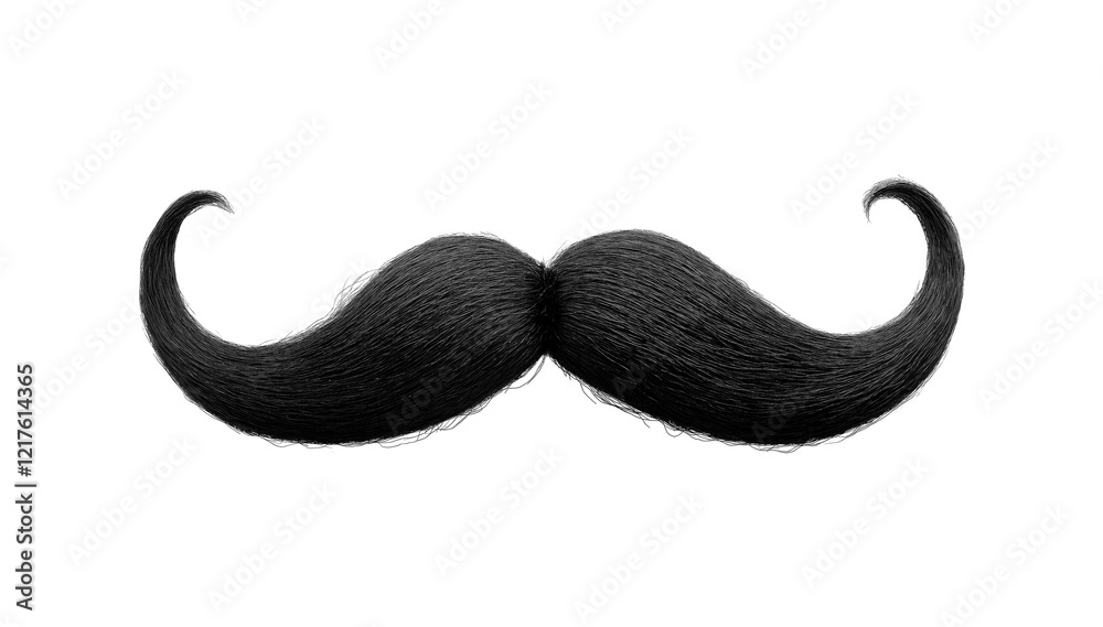 black mustache in handlebar imperial style, isolated on transparent png background black mustache in handlebar imperial style, isolated on transparent png background