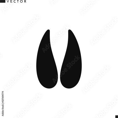 Deer footprint vector. Animal footprint silhouette 