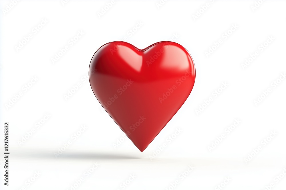 Red 3D heart symbol on plain white background. Love and romantic concept clipart. Red 3D heart symbol on plain white background. Love and romantic concept clipart.