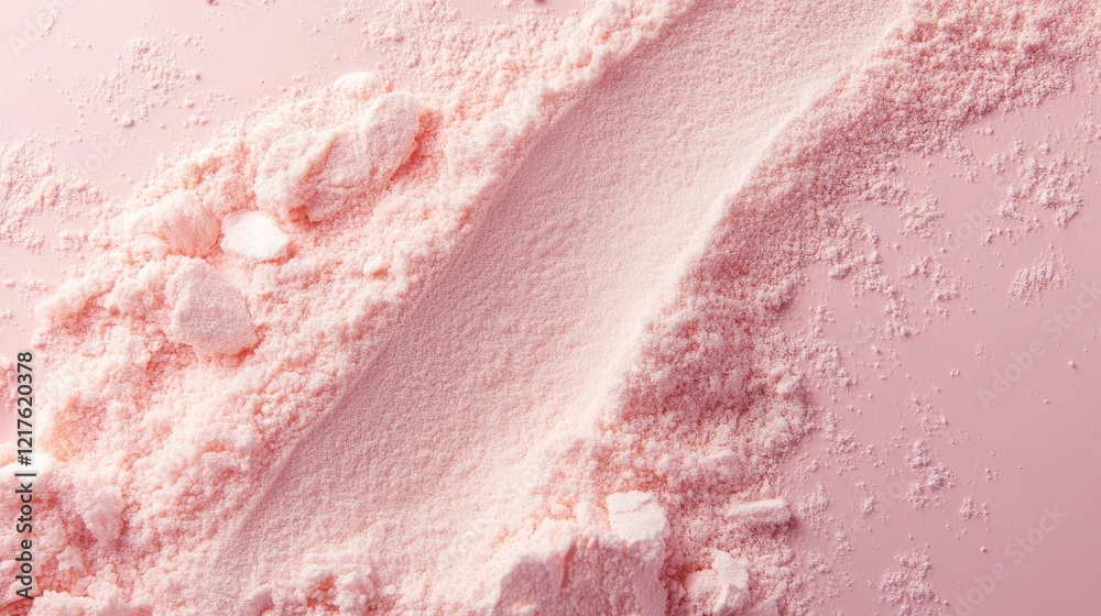 Fototapeta premium Pink powder on a smooth surface with texture variations and Copy Space for text insertion