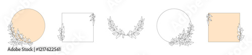 Set of elegant calligraphic botanical design elements, graceful branches. Suitable for design of invitations, cards, logos. Vector
