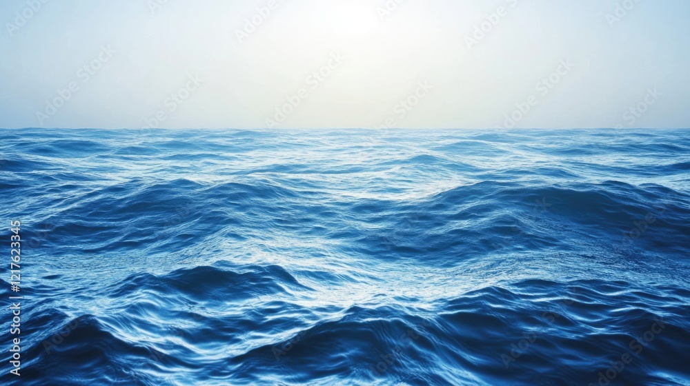 Calm ocean waves under a bright sky with a soft horizon Copy Space Calm ocean waves under a bright sky with a soft horizon Copy Space