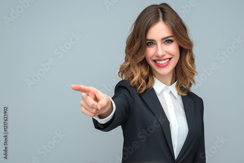  Confident Businesswoman Pointing with Purpose photo