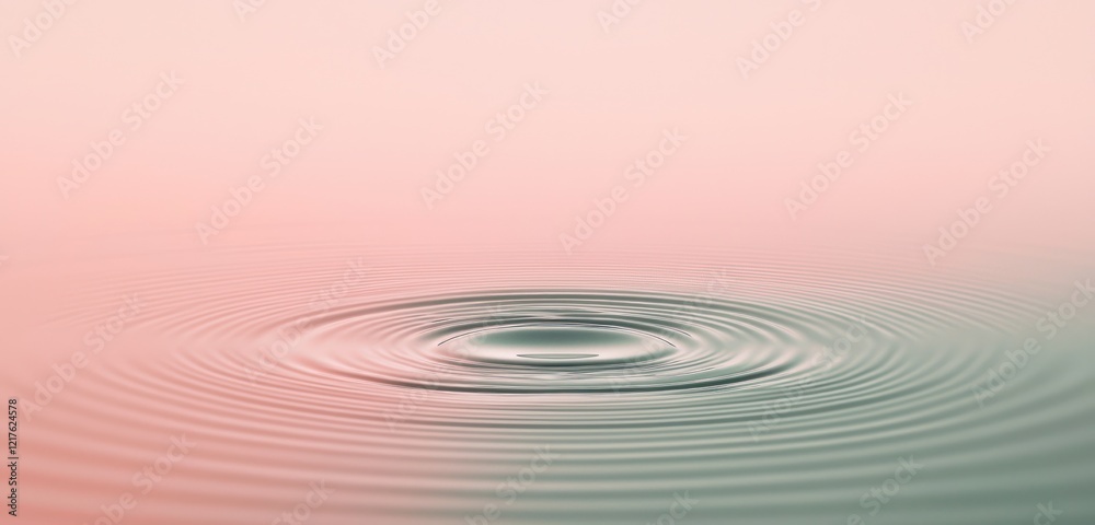 Fototapeta premium Water ripple texture over a blush to forest green gradient