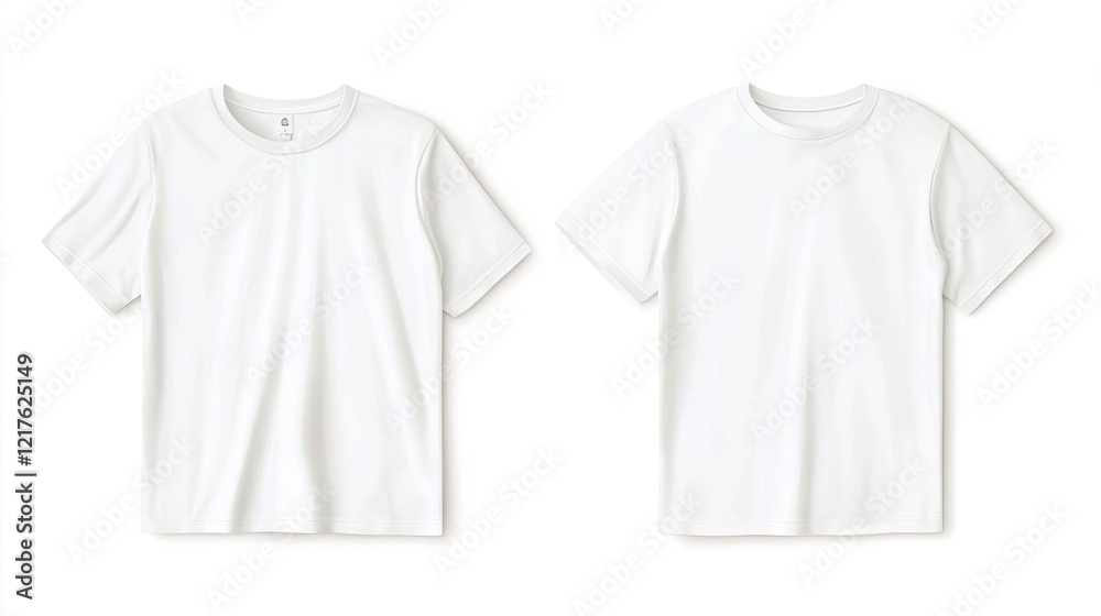 Two White T-Shirts on Light Background for Mockup Display Two White T-Shirts on Light Background for Mockup Display