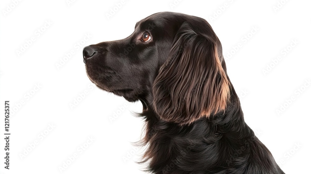 Side Profile of a Black Dog with Fluffy Fur and Bright Eyes Side Profile of a Black Dog with Fluffy Fur and Bright Eyes