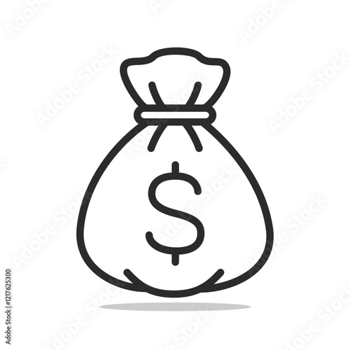 Bag of money icon. Thin line moneybag vector icon.