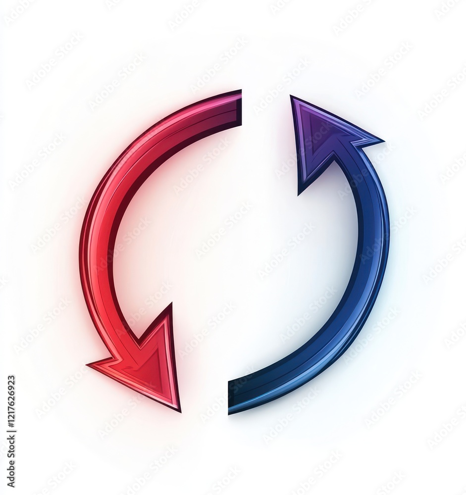 Gradient arrows in red and blue intertwined on white. Gradient arrows in red and blue intertwined on white.