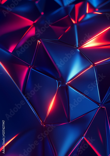 dark futuristic texture background abstract triangle neon light geometric