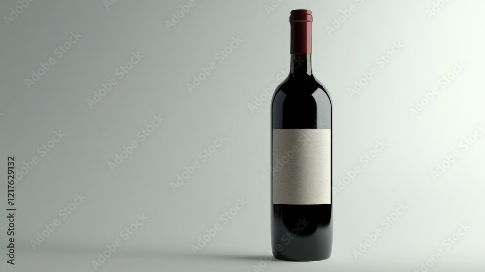Red wine bottle with blank label on light background and copy space for branding or labeling design Red wine bottle with blank label on light background and copy space for branding or labeling design