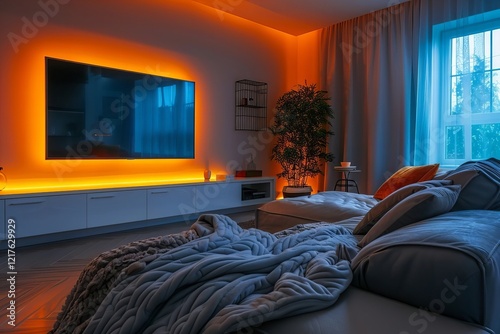 Inside a Cozy Living Room with TV and Furnishings