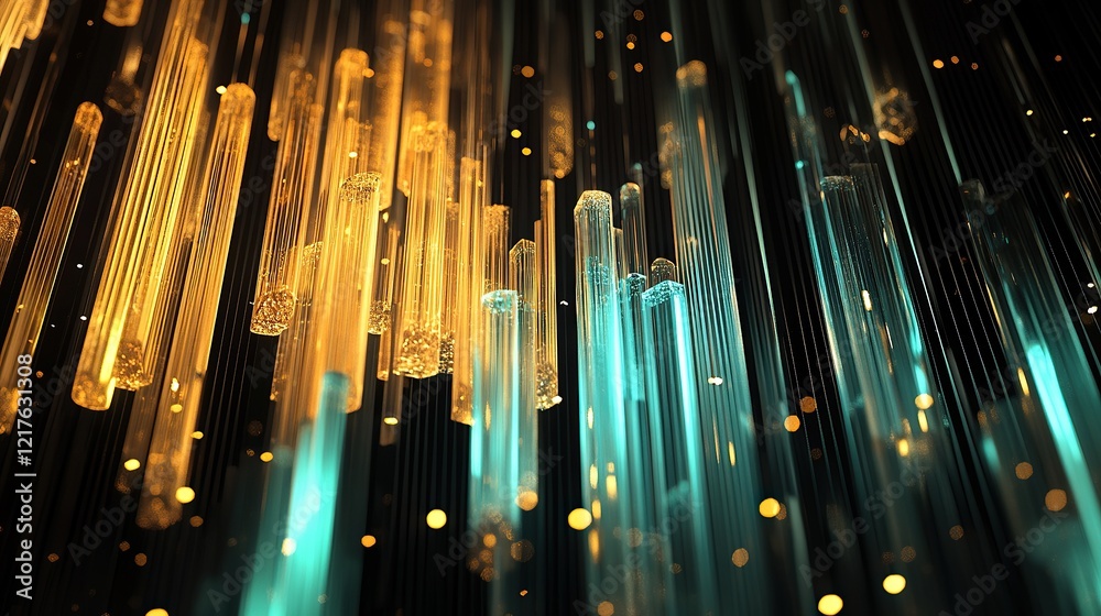 A flowing 3D representation of market analytics made up of liquid-like bars cascading down A flowing 3D representation of market analytics made up of liquid-like bars cascading down